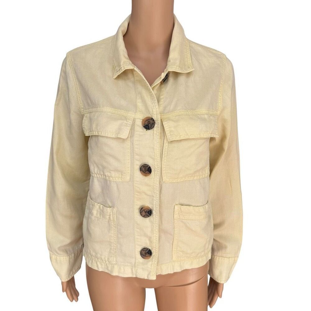 Nicole Miller New York linen blend light yellow jacket size S